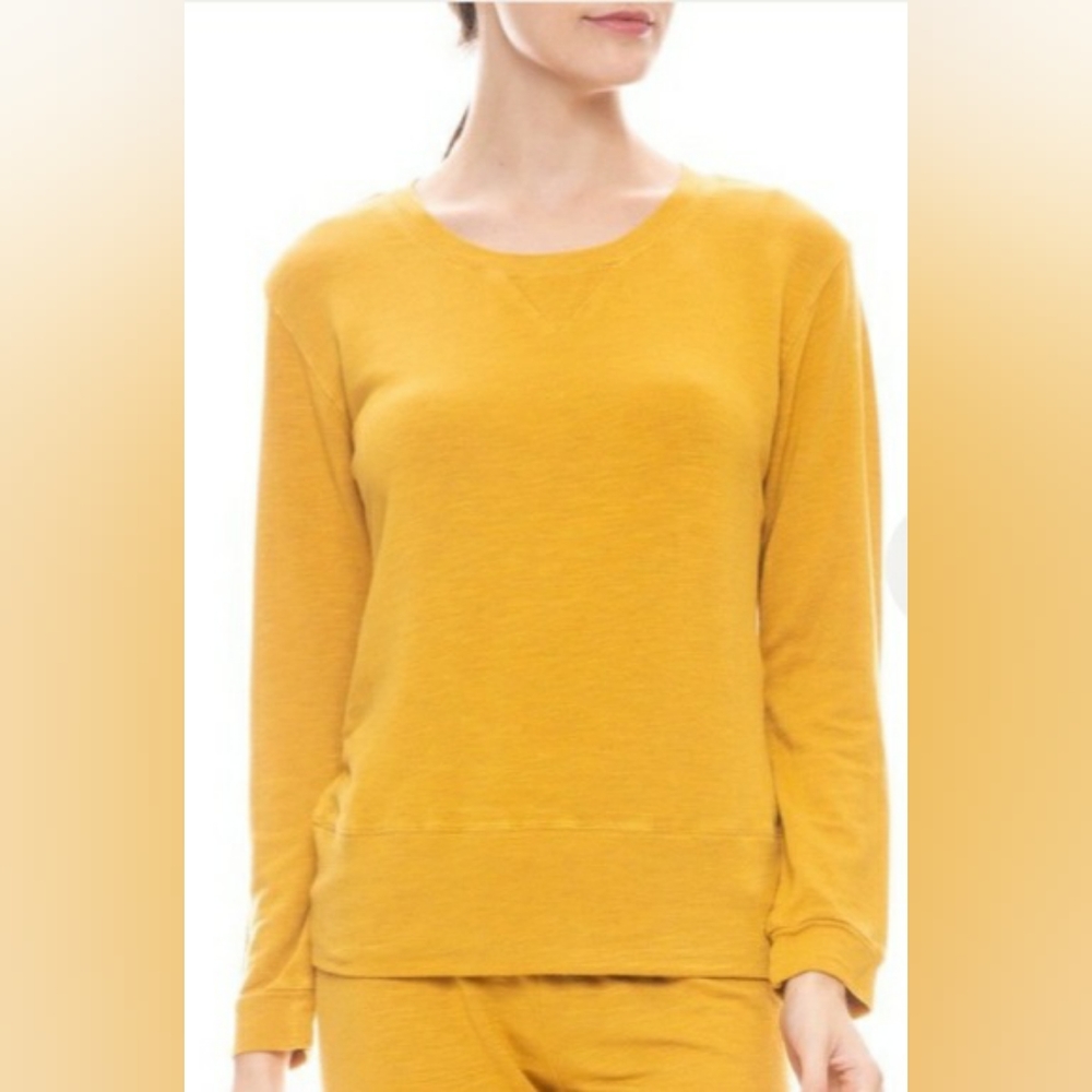 MONROW supersoft boyfriend sweater vintage yellow small NWT